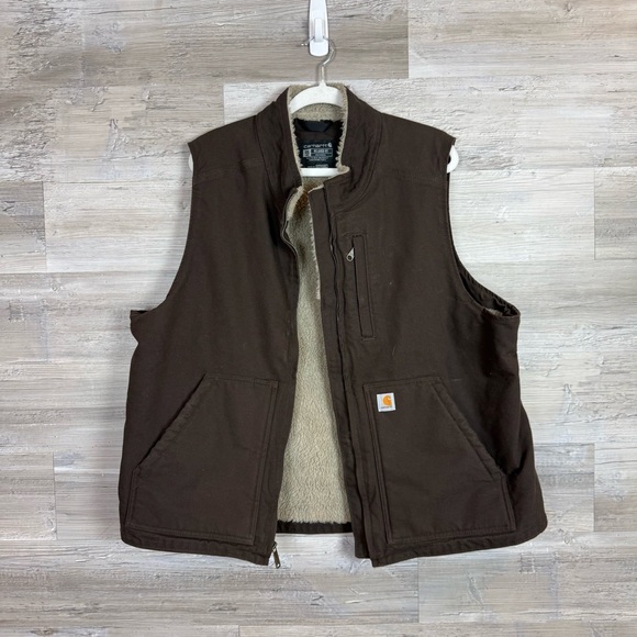 Carhartt Sherpa-Lined Washed Duck Vest - Dark Brown - Women’s Size XXL (20) - Picture 7 of 8